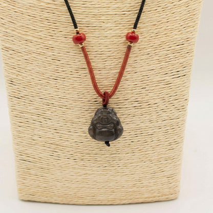 Cool Gemstone Pendants - Sliver Obsidian Buddha – lifestyle shot
