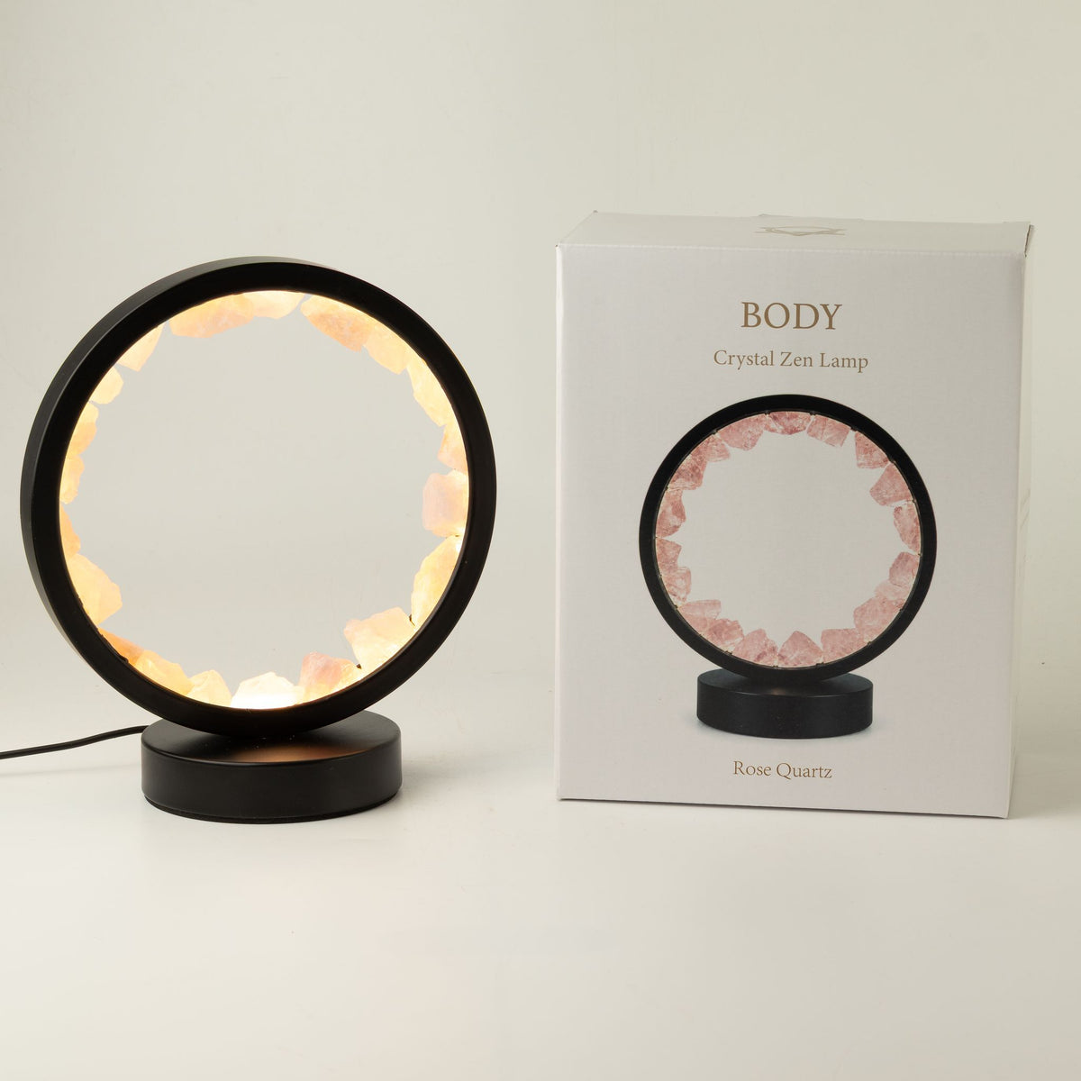 Zen Body Rose Quartz Gemstone Halo Lamp