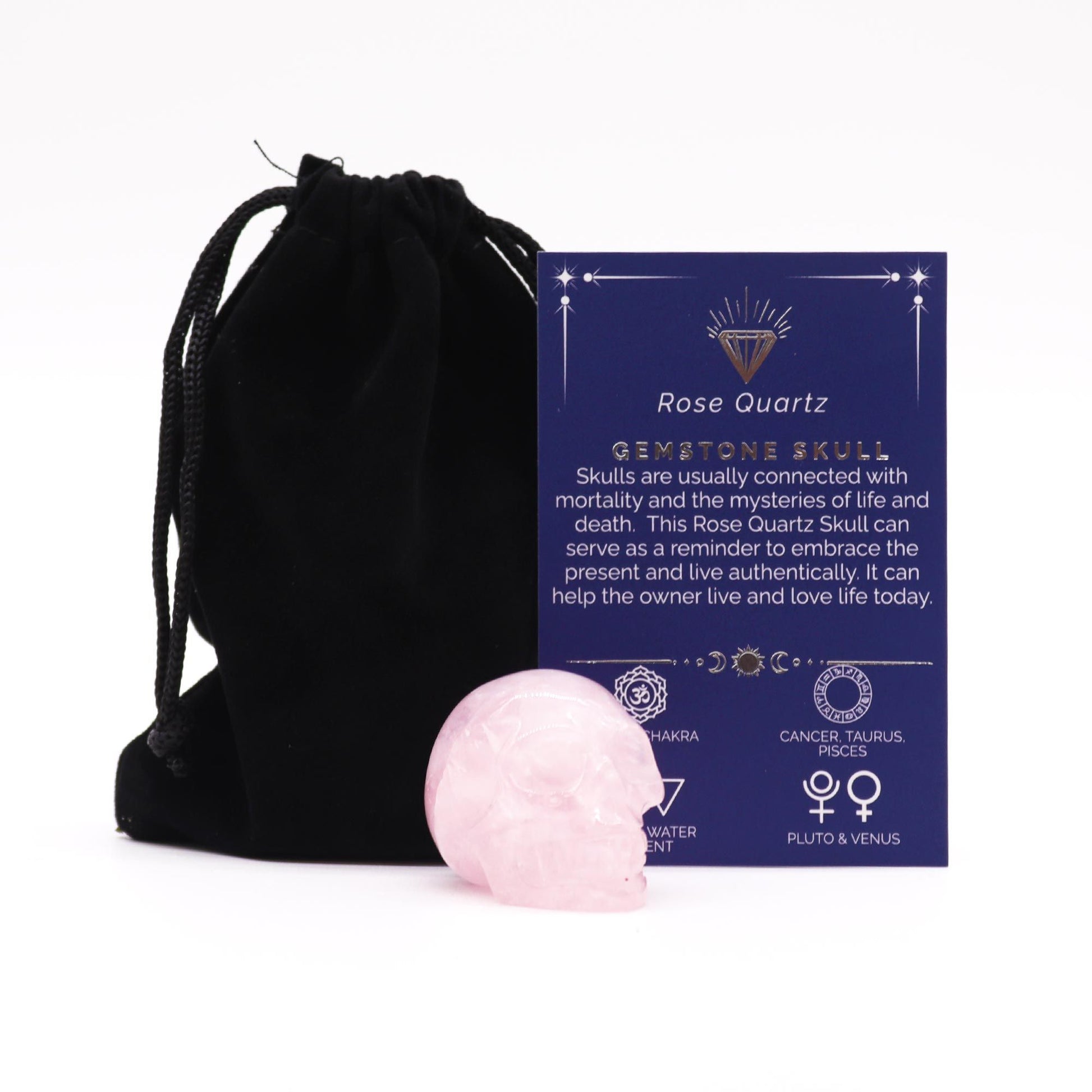Gemstone Small Skull - Rose Quartz | Auro & Co