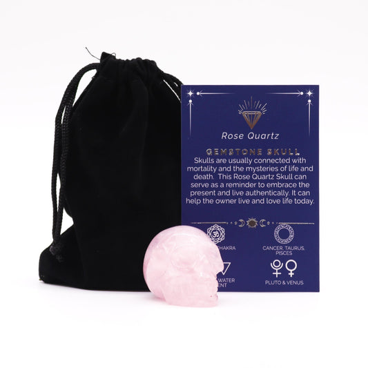 Gemstone Small Skull - Rose Quartz | Auro & Co