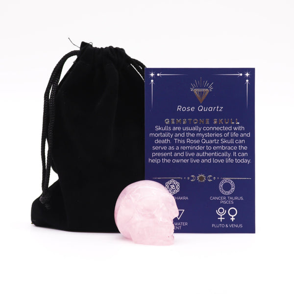 Gemstone Small Skull - Rose Quartz | Auro & Co