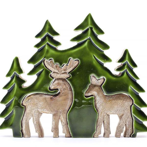 Lost in the Forrest -  Two Dear in the Forrest 3D Wooden Decoration - 18x23cm | Auro & Co