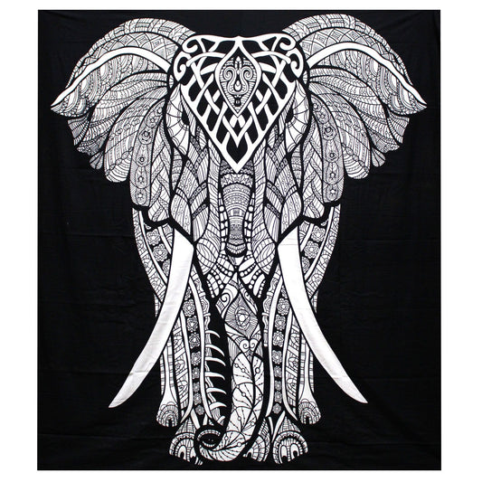 B&W Elephant Wall Hanging / Bedspread – Cotton