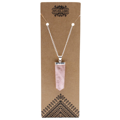 Gemstone Flat Pencil Pendant - Rose Quartz – detail view