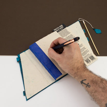 Midnight Blue Lokta Notebook, Medium