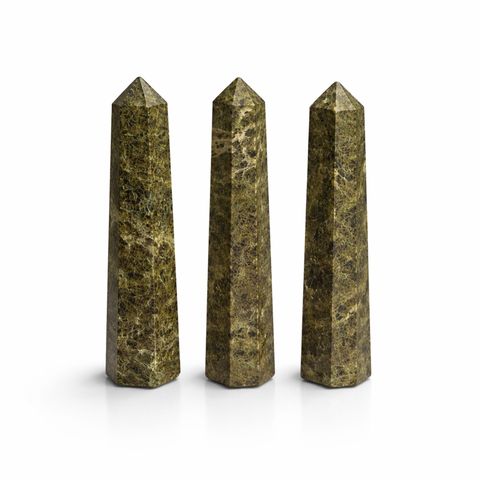 Gemstone Six Face Obelisk Point approx 11cm  - Epidote – detail view