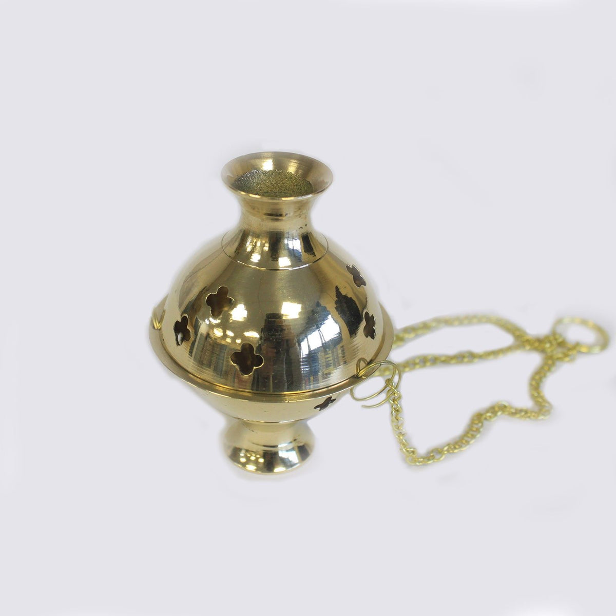 Small Three Chain Hanging Brass Incense Burner, 16cm Thurible
