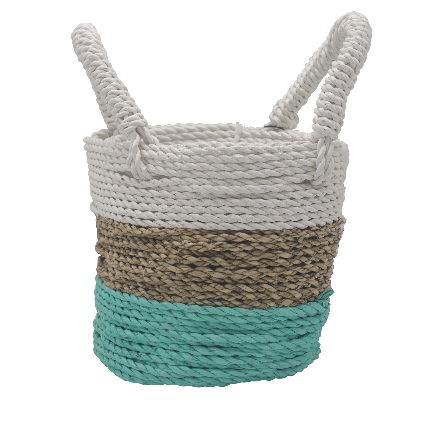 Seagrass Basket Set - Green / Natural / White – detail view