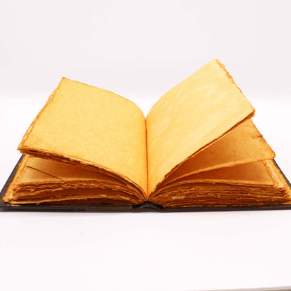Heafty Brown Tan Book - Zinc Triple Moon Decor - 200 Deckle Edges Pages - 26x18cm – packaging