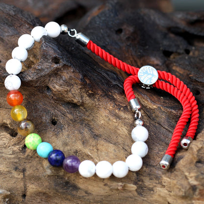 925 Silver Plated Gemstone Royal Red String Bracelet - White Howlite Chakra – packaging
