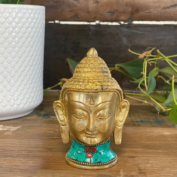 Brass Buddha Head Sculpture
