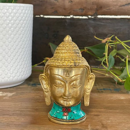 Brass Buddha Head Sculpture