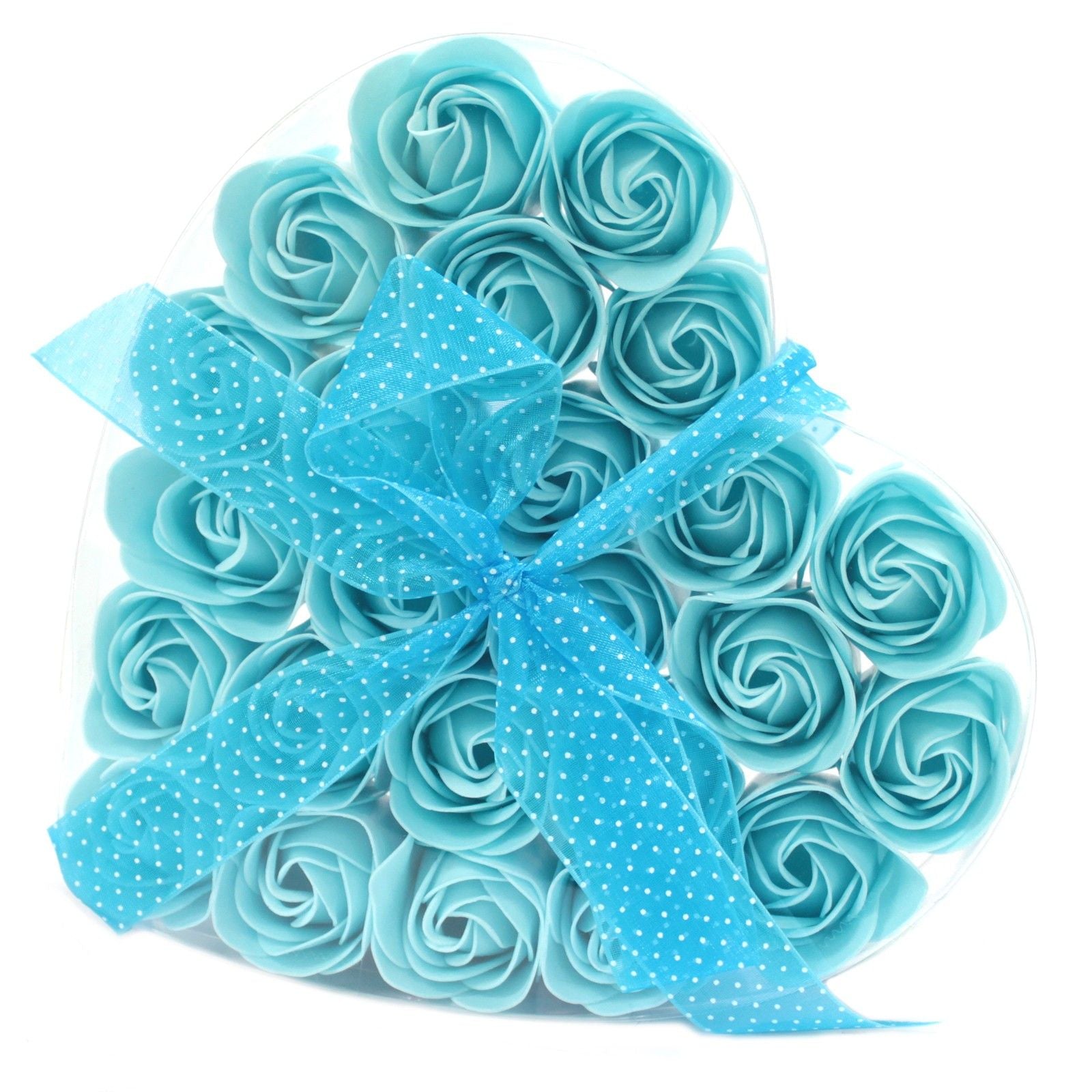 Set of 24 Soap Flower Heart Box - Blue Roses | Auro & Co