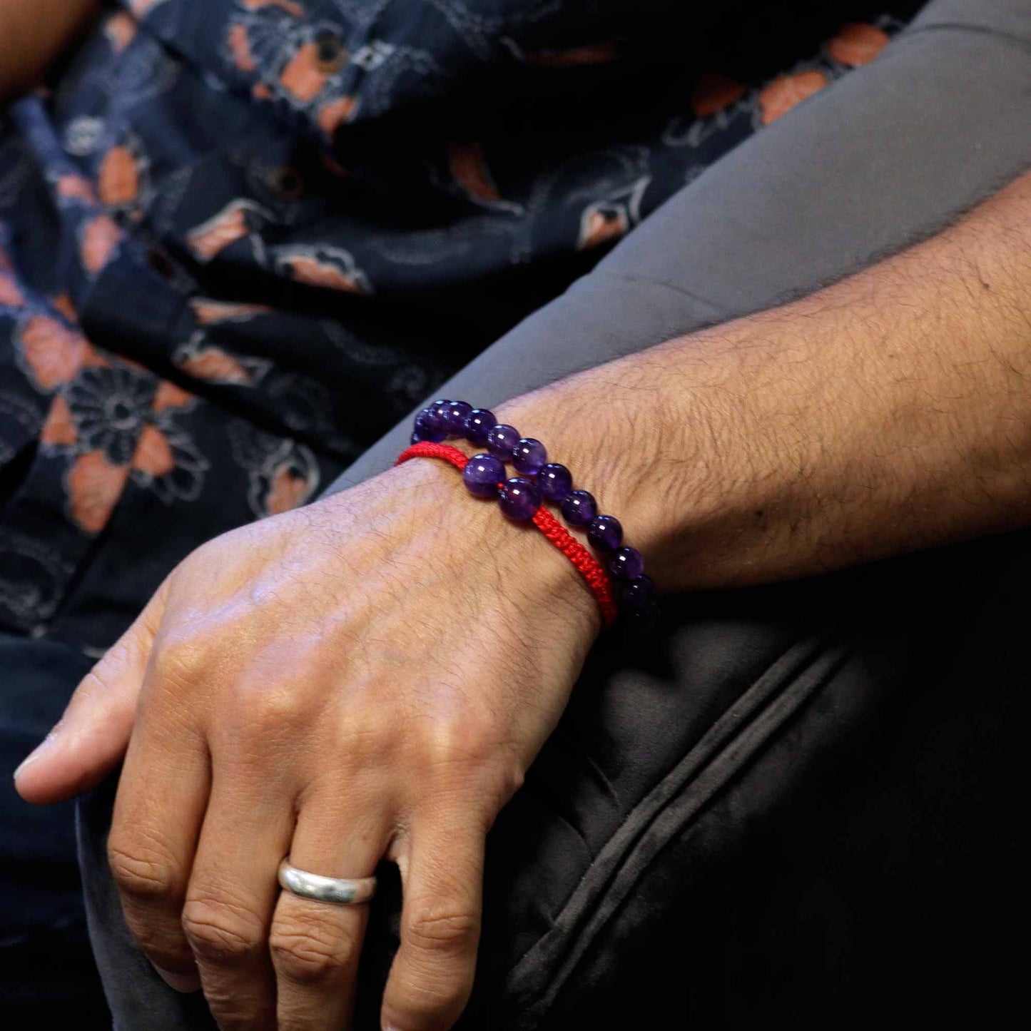 Gemstone Double Power Bracelets- Amethyst – lifestyle shot
