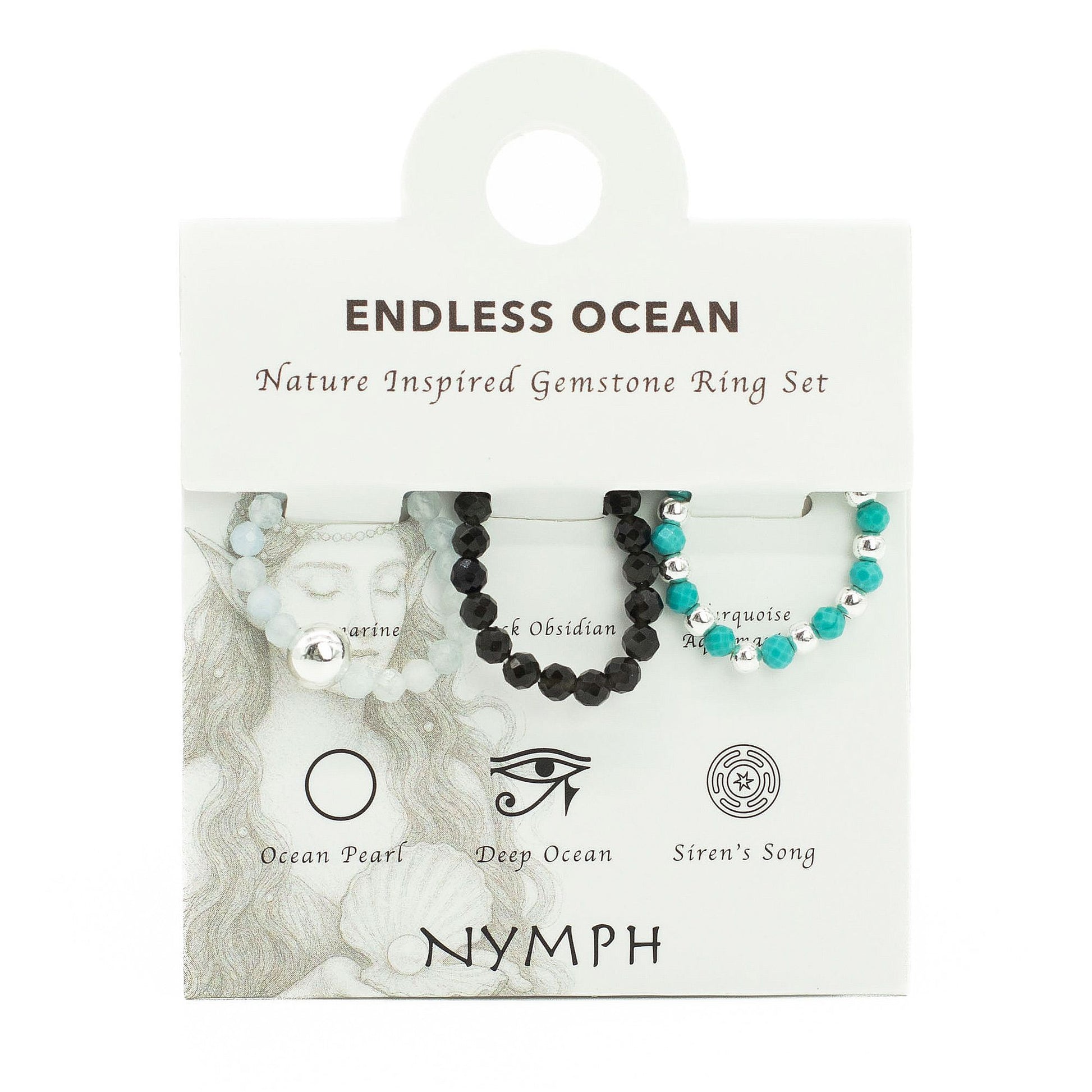 Nymph Spirit Gemstone Ring Set - Endless Ocean – detail view