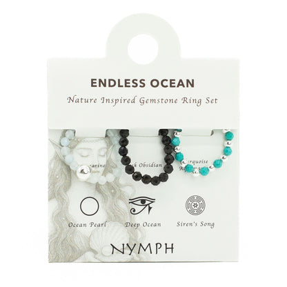 Nymph Spirit Gemstone Ring Set - Endless Ocean – detail view
