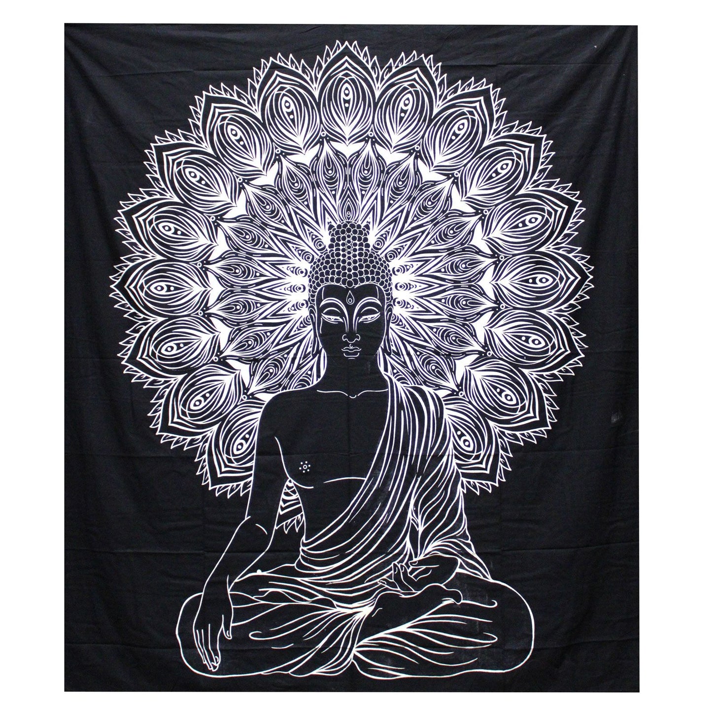 B&W Buddha Wall Hanging / Bedspread – Cotton