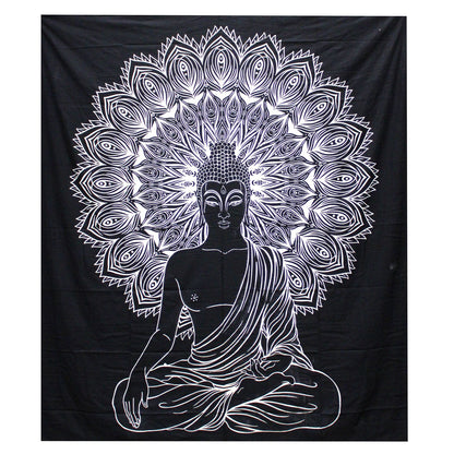 B&W Buddha Wall Hanging / Bedspread – Cotton
