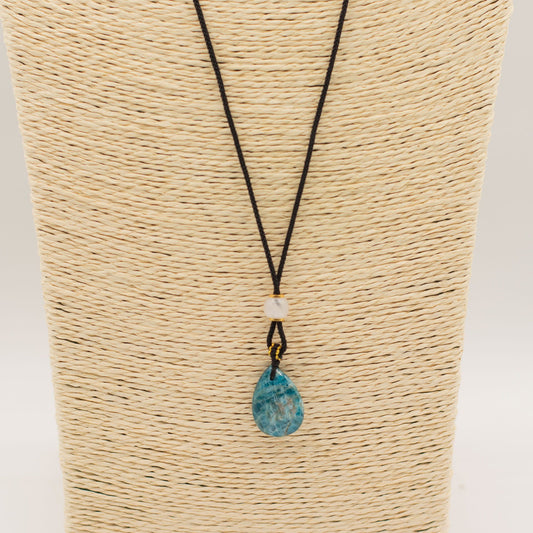 Cord Necklace Gemstone Pendant - Howlite Teardrop – detail view