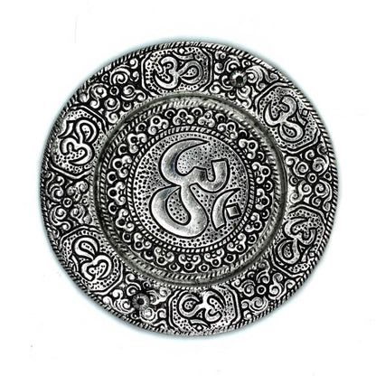 Om Incense Holder - Round Aluminium, 11cm