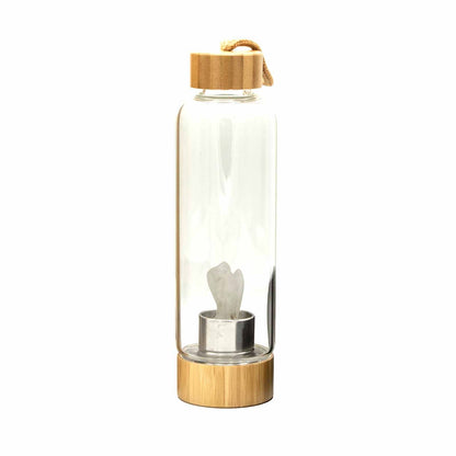Crystal Infused Glass Water Bottle - Cleansing Clear Quartz - Angel | Auro & Co