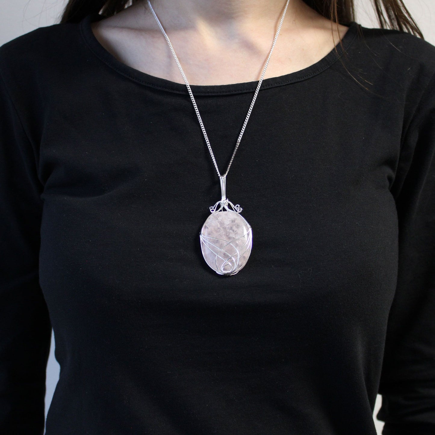 Swirl Wrapped Gemstone Necklace - Opalite – detail view