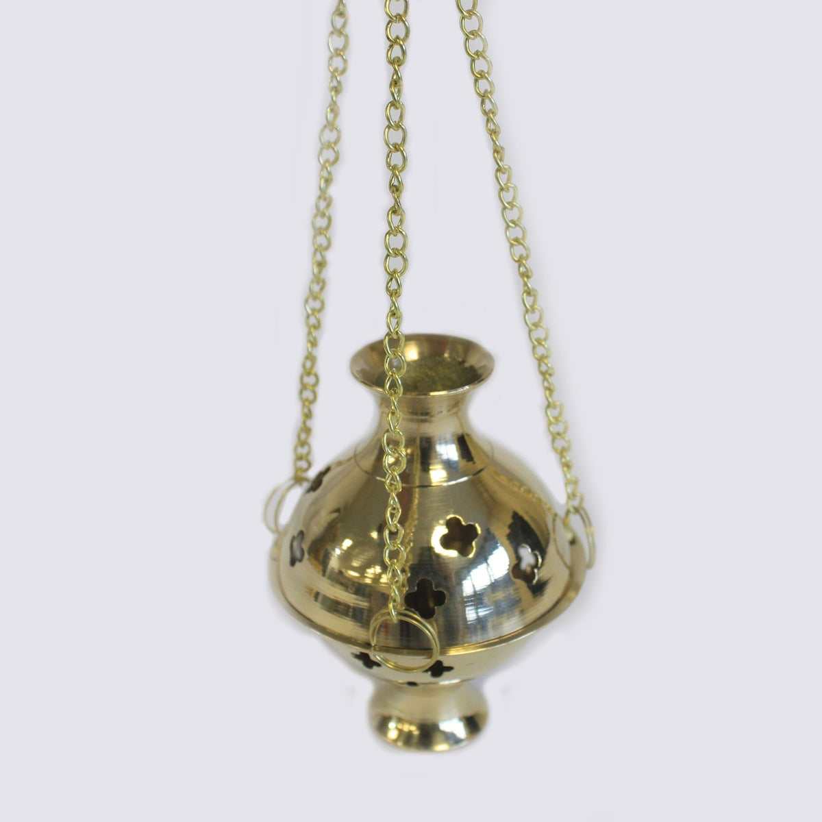 Small Three Chain Hanging Brass Incense Burner, 16cm Thurible