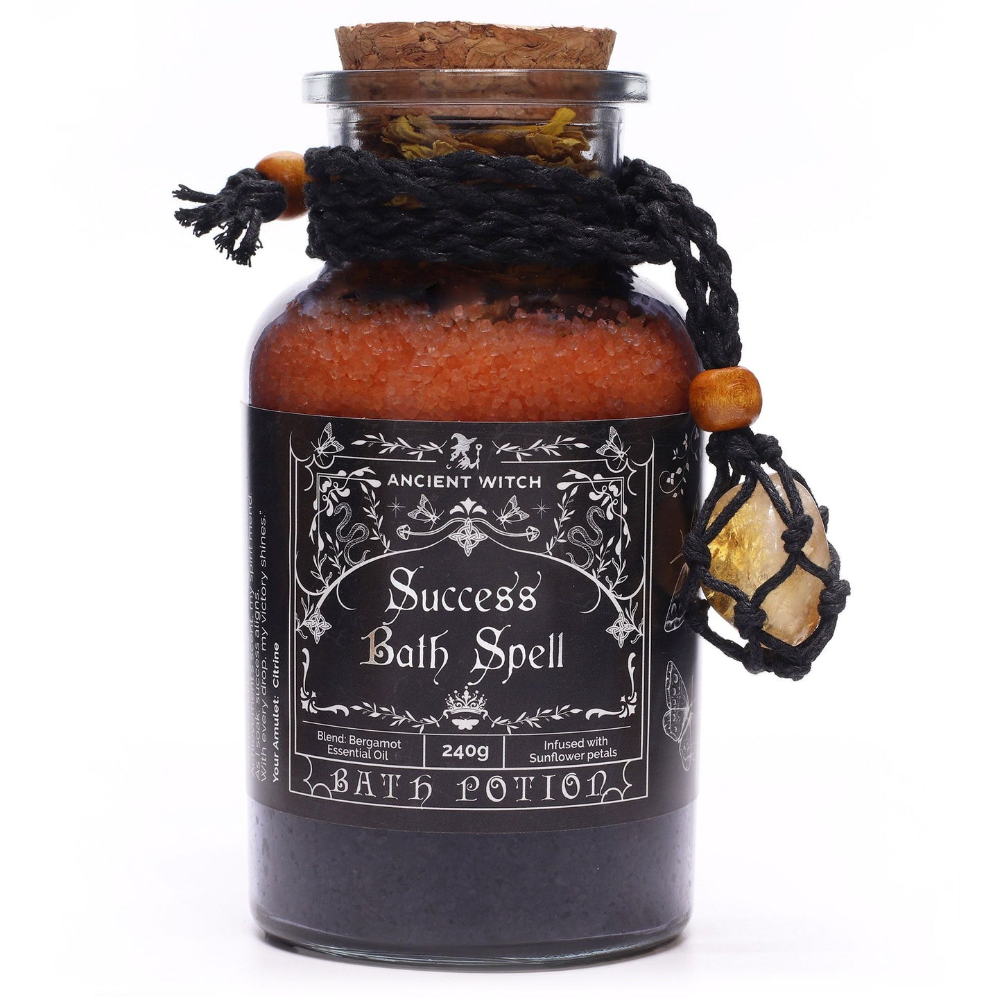 Ancient Witch Bath Spell Potion & Citrine Crystal Amulet - Success – lifestyle shot