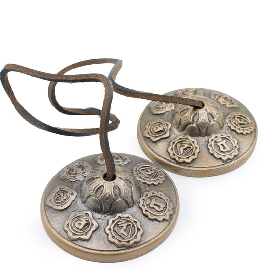 Premium Brass Tibetan Tingsha - Seven Chakra - approx 7cm (255gm) | Auro & Co