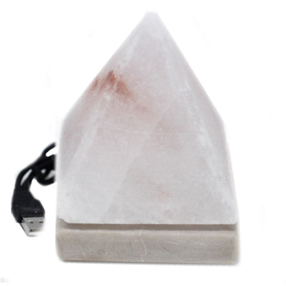 Quality USB Pyramid WHITE Salt Lamp - 9 cm (multi) | Auro & Co