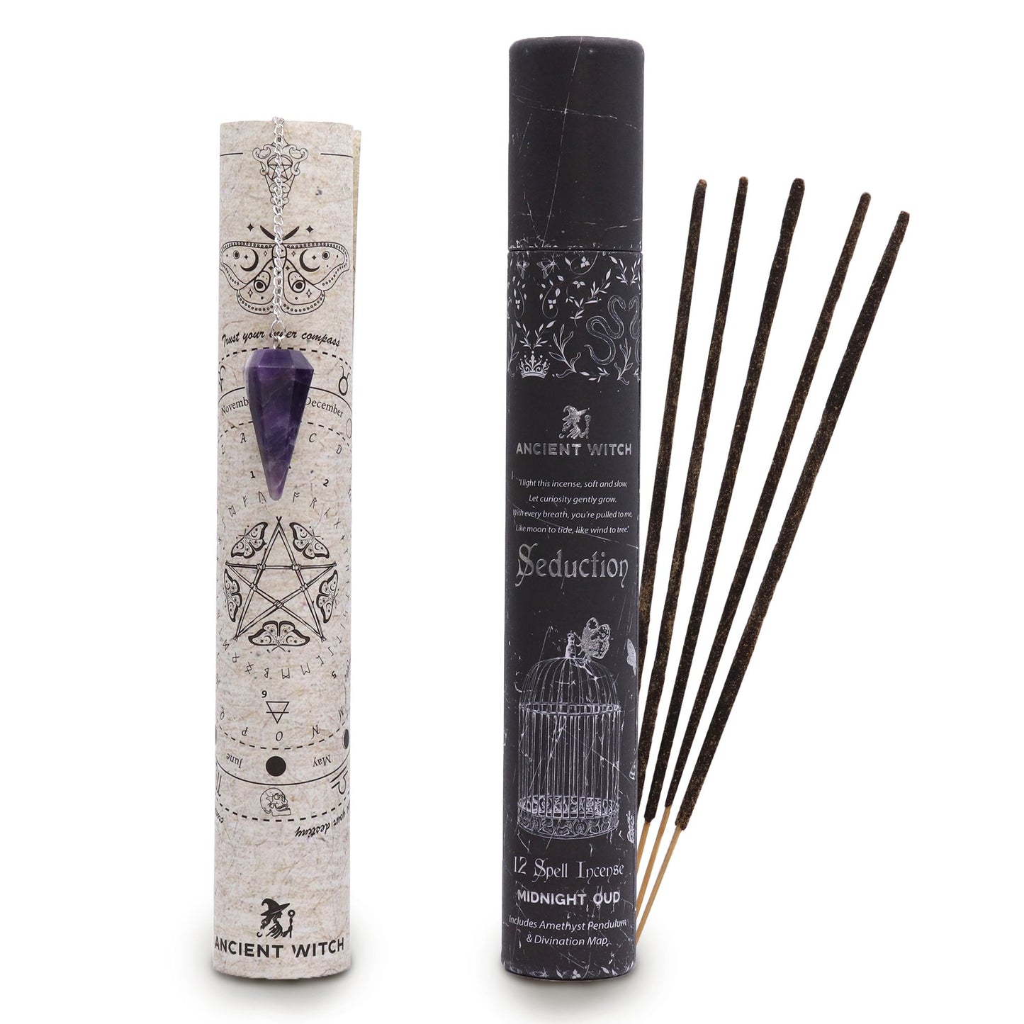 Ancient Witch Spell Incense - Seduction - Amethyst Pendulum | Auro & Co