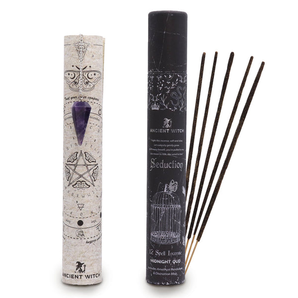 Ancient Witch Spell Incense - Seduction - Amethyst Pendulum | Auro & Co