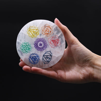 Medium Charging Plate 10cm - Chakra Design (col) – detail view