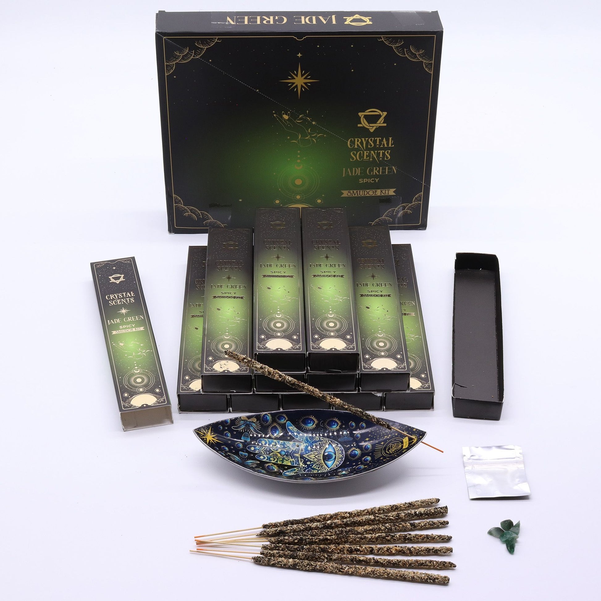 Jade Crystal Scents Smudge Incense - Spicy – packaging