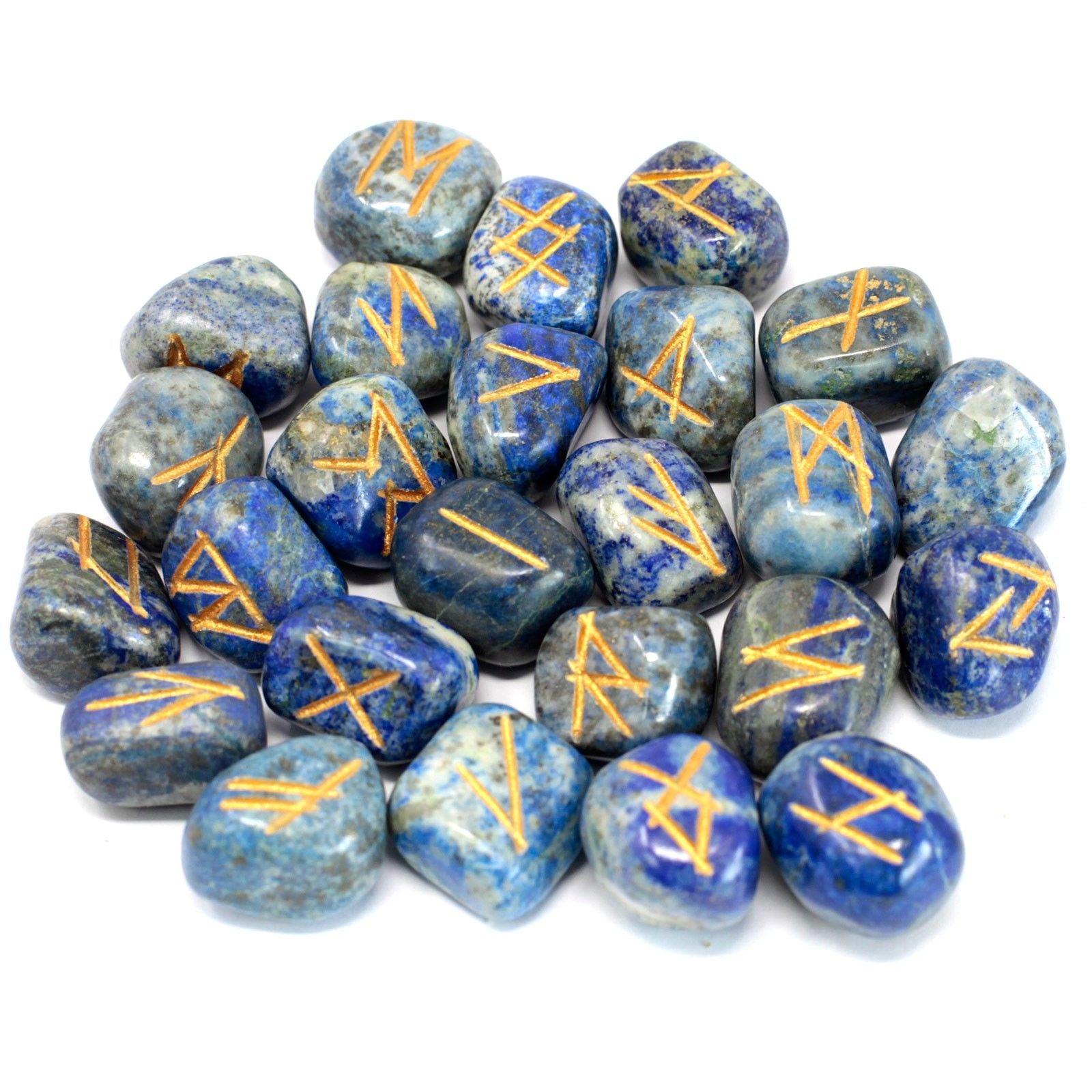 Runes Stone Set in Pouch - Lapis | Auro & Co