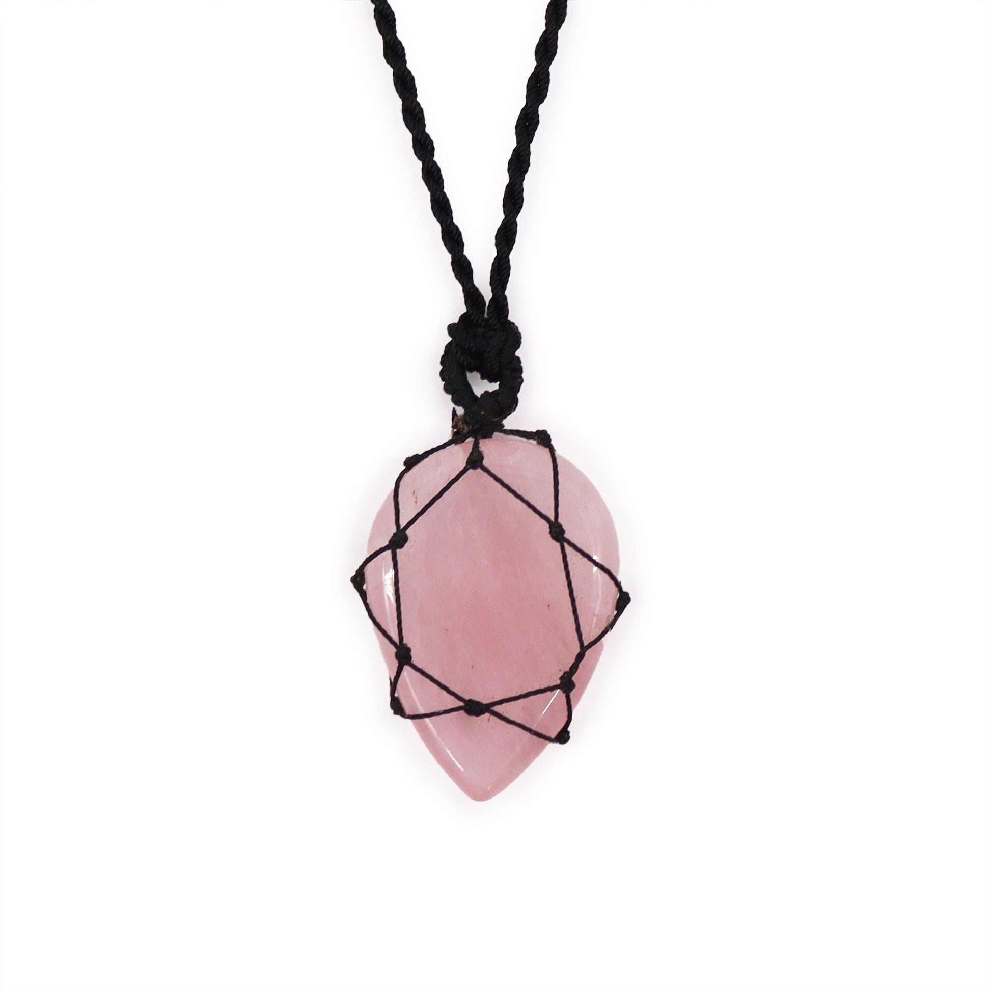 Laced Gemstone Teardrop Pendant - Rose Quartz | Auro & Co