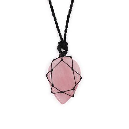 Laced Gemstone Teardrop Pendant - Rose Quartz | Auro & Co