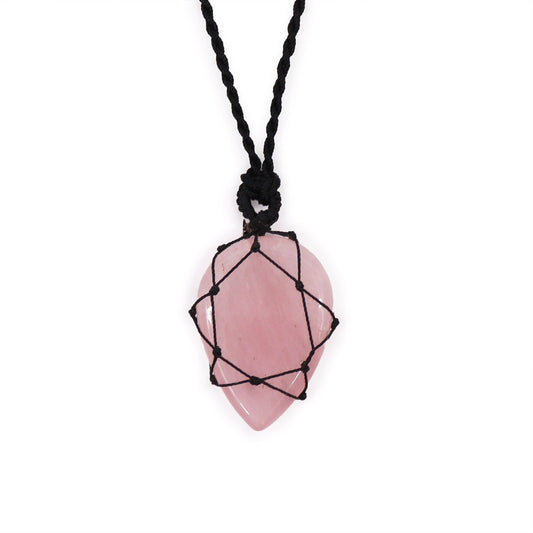 Laced Gemstone Teardrop Pendant - Rose Quartz | Auro & Co