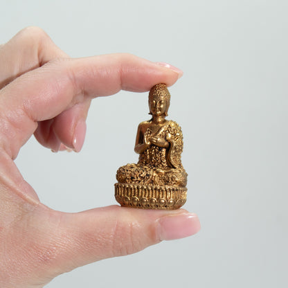 Seated Buddha Brass Miniature Figure, 4.8cm