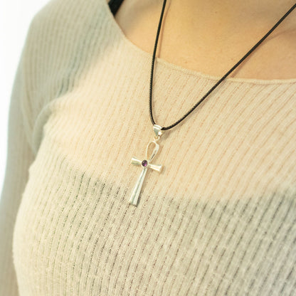 Indian Devotional Pendant - Silver Plated (45cm Cord)- Ankh Symbol of Eternal Life – packaging