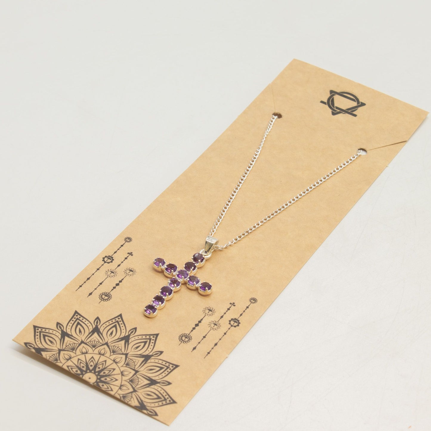 Indian Devotional Pendant - Silver Plated (45cm Chain)- Amethyst Crucifix – product image 5