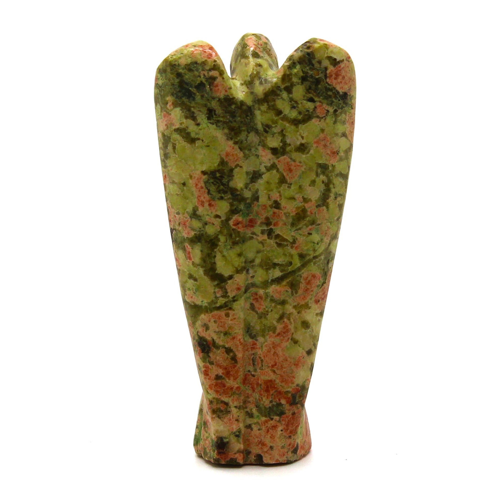 Hand Carved Gemstone Angel - Unakite – detail view