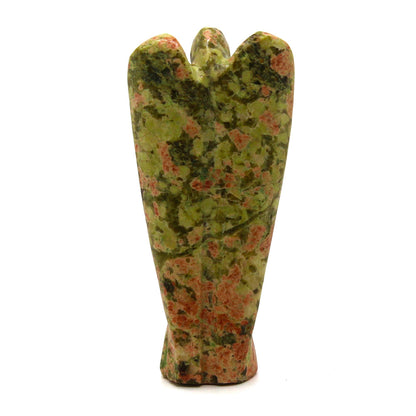Hand Carved Gemstone Angel - Unakite – detail view