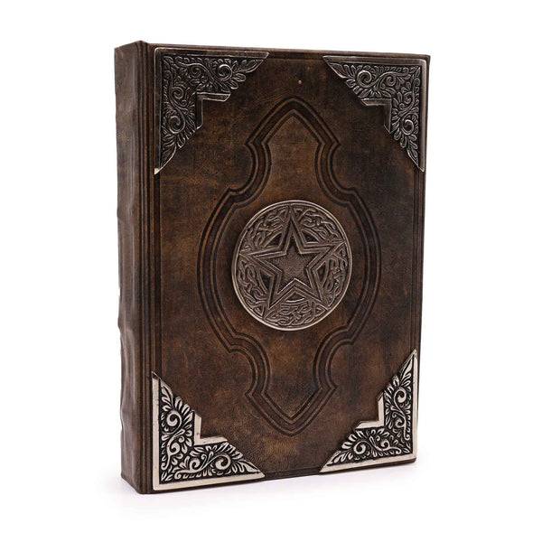 Heafty Brown Tan Book - Zinc Pentagon Decor - 200 Deckle Edges Pages - 26x18cm | Auro & Co