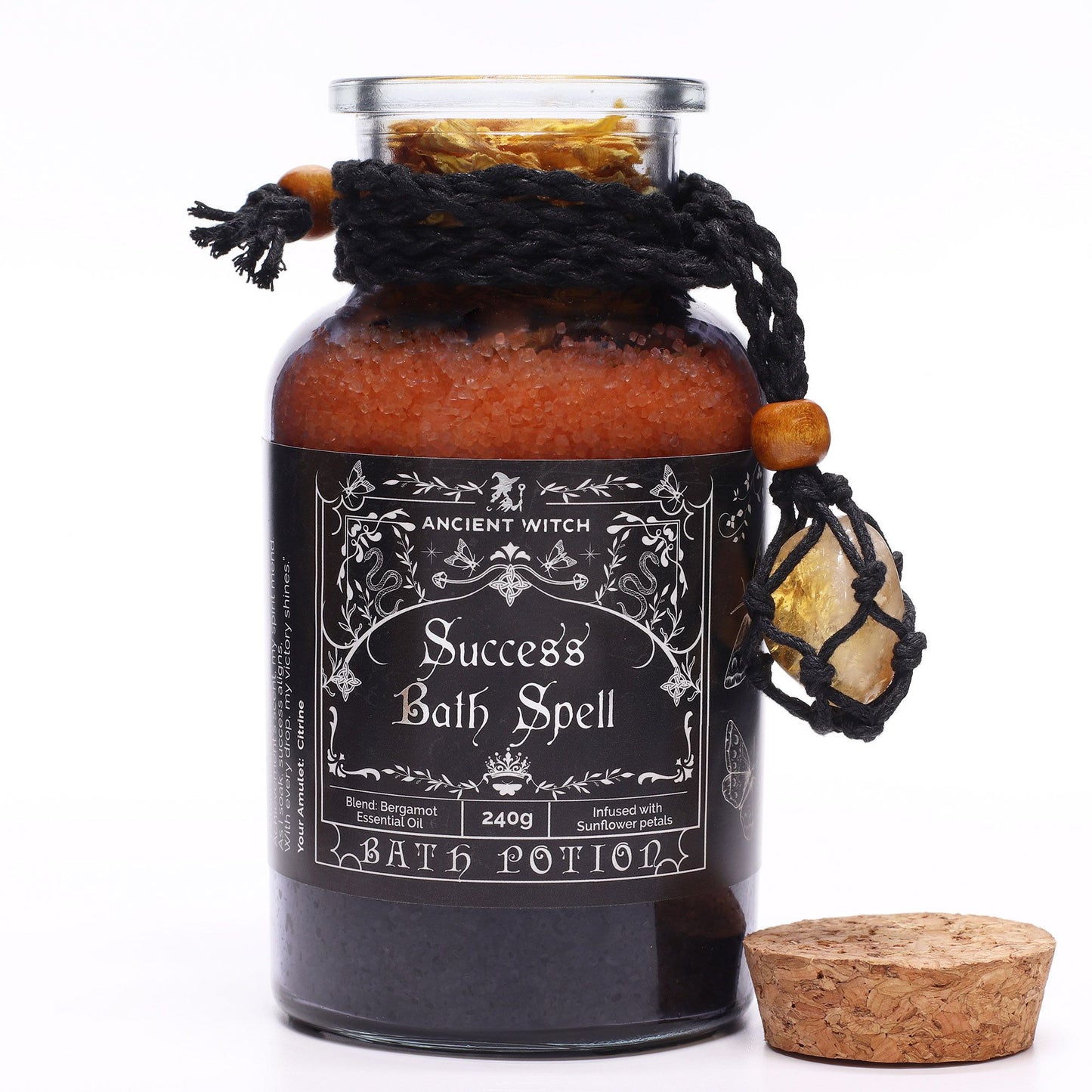 Ancient Witch Bath Spell Potion & Citrine Crystal Amulet - Success | Auro & Co