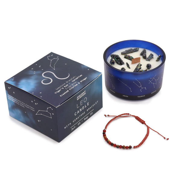 Leo Zodiac Crystal Candle Set | Auro & Co