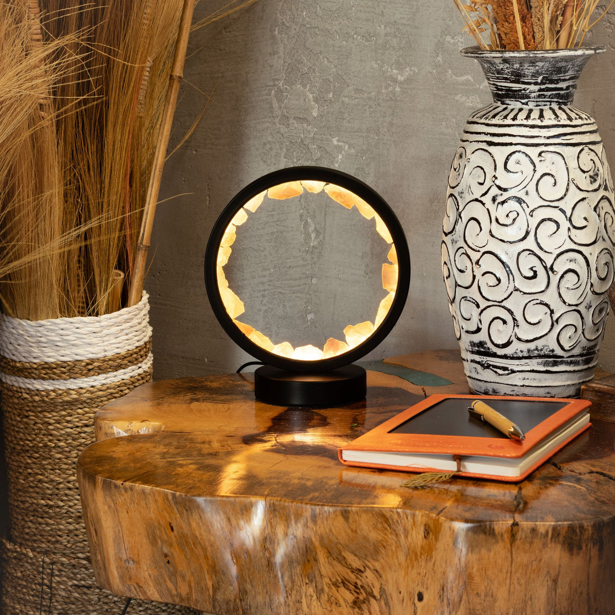 Zen Body Rose Quartz Gemstone Halo Lamp