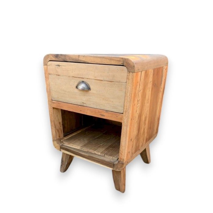 Bedside Table - Round One Draw - Recycled Wood | Auro & Co