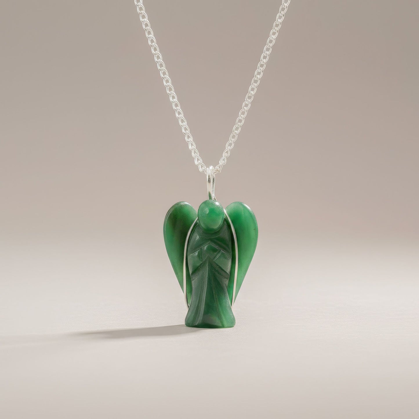 Gemstone Guardian Angel Pendant - Green Aventurine – detail view