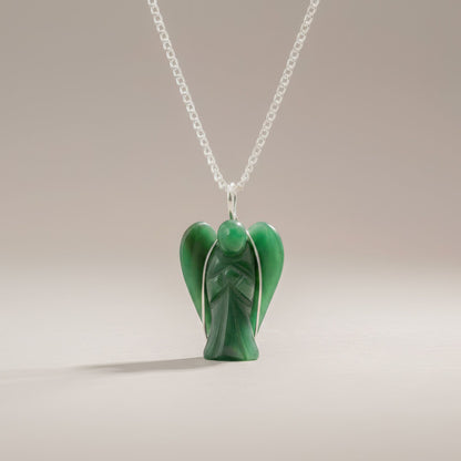 Gemstone Guardian Angel Pendant - Green Aventurine – detail view